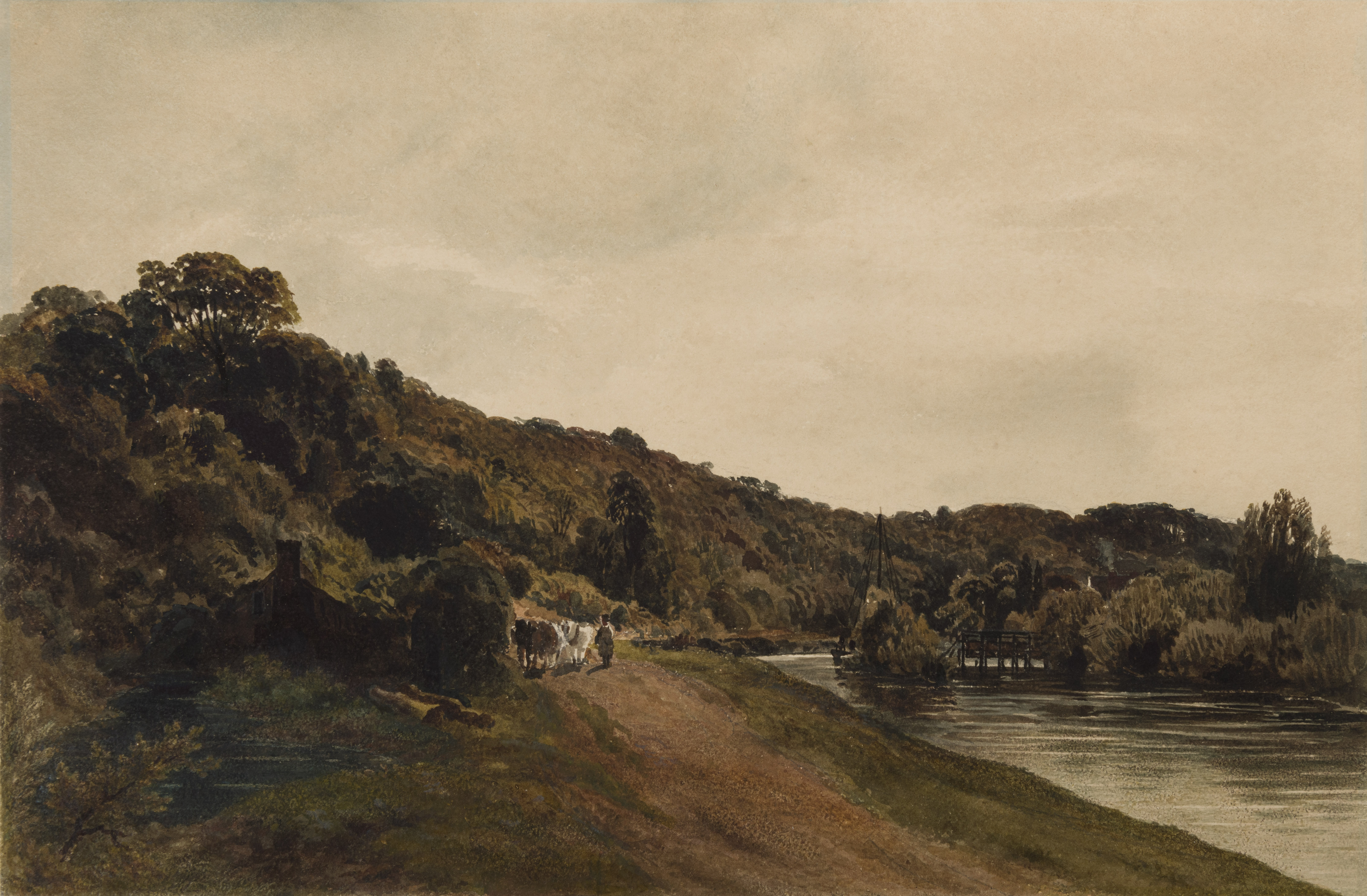 Horses and Figures on a Riverside Path